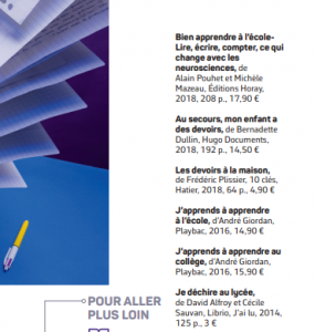 Au secours mon enfant a des devoirs recommandé par le magazine APEL